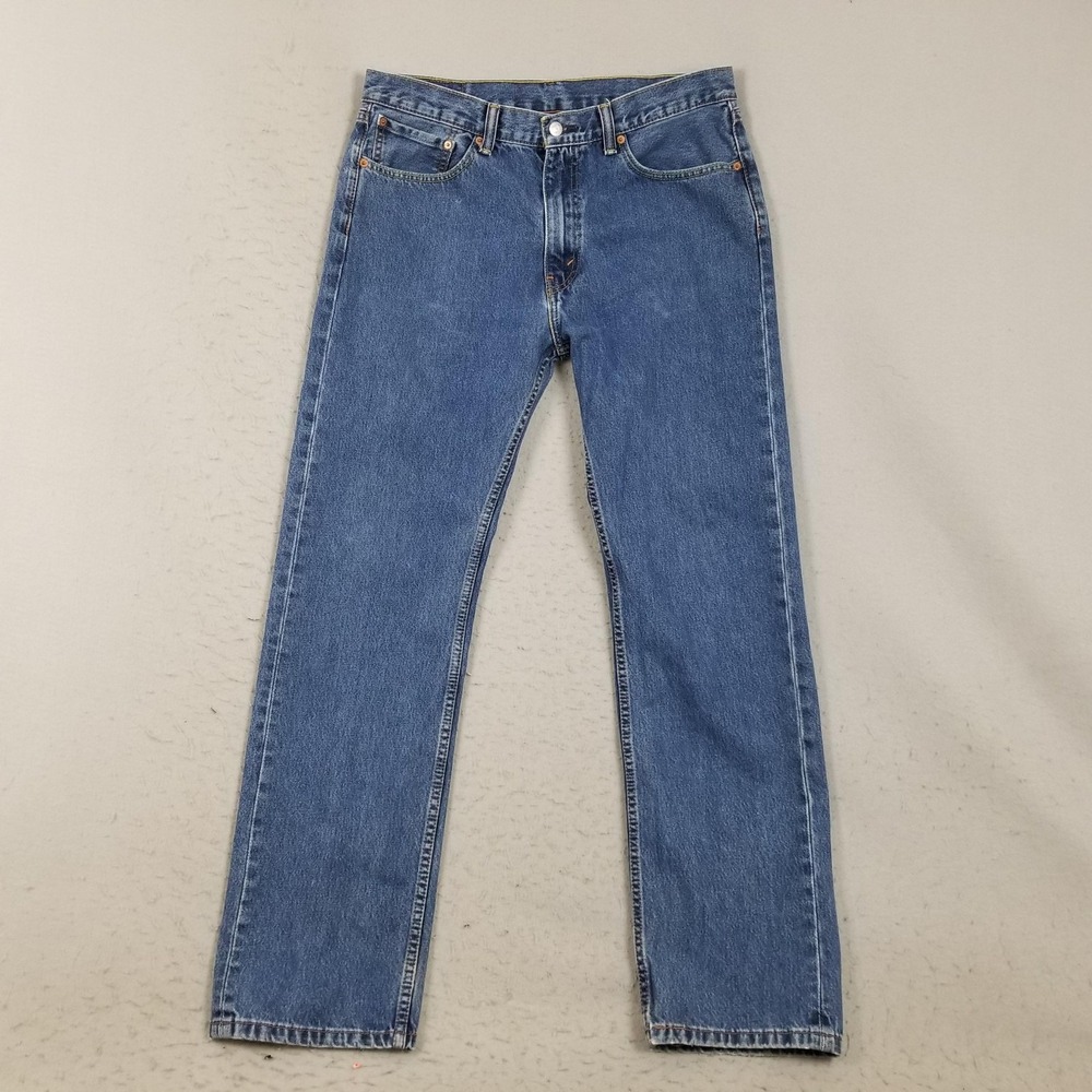 Levis 505 Jeans Mens 36x34 Blue Medium Wash Straight Leg Denim Pants Casual‎